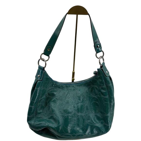 Coach F19282 Teal Patent Leather Shoulder Bag Authenticated - Picture 4 of 6